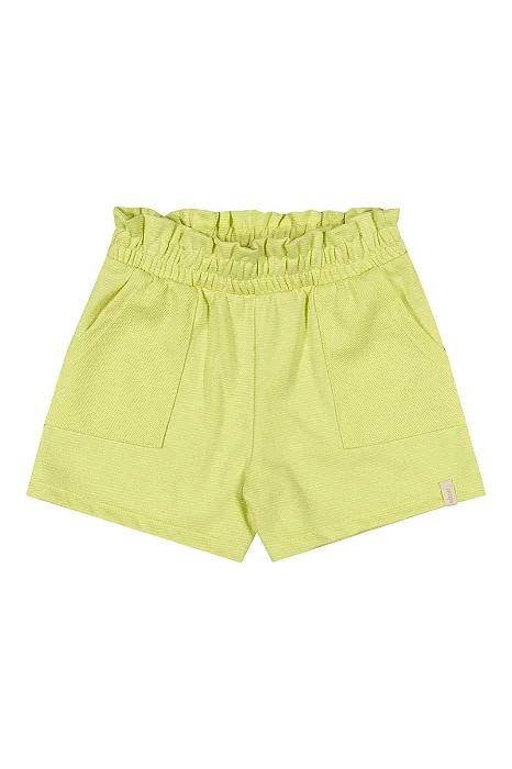 Short Infantil Feminino em Moletinho Verde Elian