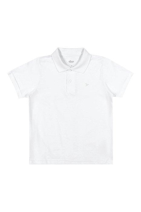 Camisa Infantil Masculina Gola Polo Branca em Meia Malha Elian