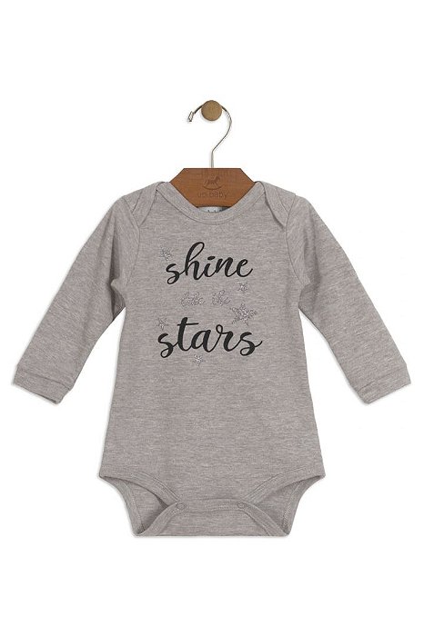 Body Manga Longa Cinza Estrelas Up Baby