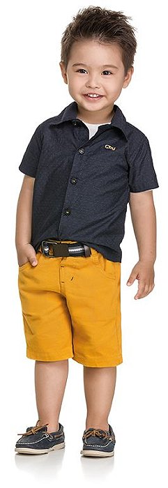 Camisa Social Infantil Preta em Tecido Quimby