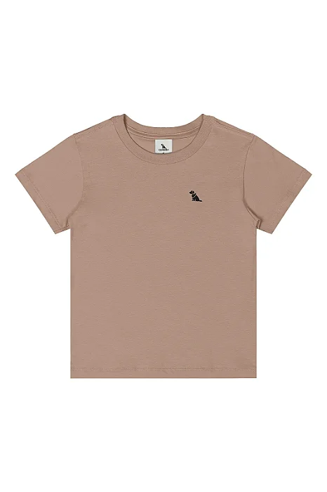 Camiseta Masculina em Manga Curta em Meia Malha na Cor Caqui Quimby
