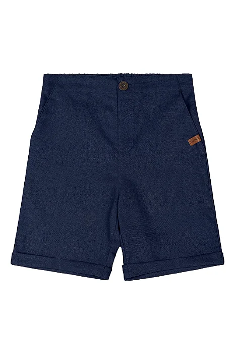Bermuda Masculina em Tecido Viscolinho na Cor Azul Peacoat Quimby