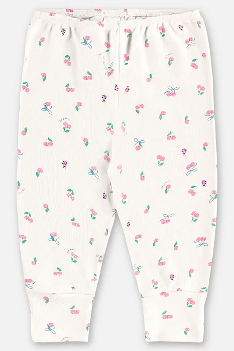 Calça para Bebê Feminino em Suedine Estampa Cerejas e Joaninhas Up Baby