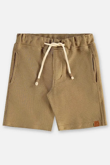 Bermuda Infantil Masculina em Malha Sarjada Marrom Up Baby