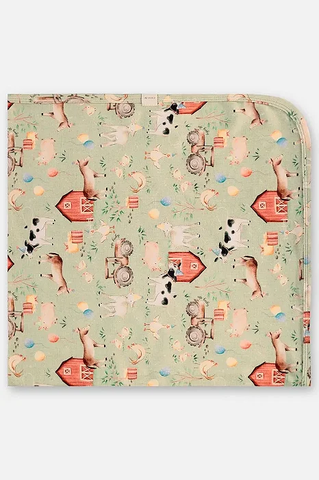 Manta para Bebê Unissex em Algodão Estampado com Bichinhos da Fazenda Up Baby