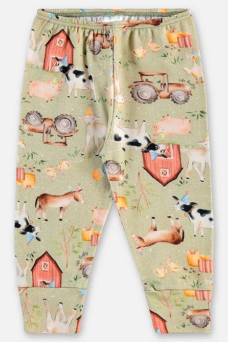 Calça para Bebê Unissex em Suedine Estampada com Bichinhos de Fazenda Up Baby