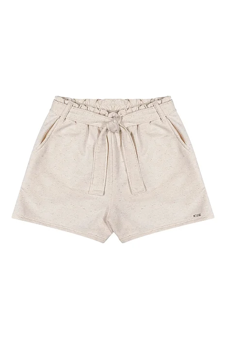 Short Juvenil Feminino Tipo Clochard em Moletinho com Linho Cru Elian Beats
