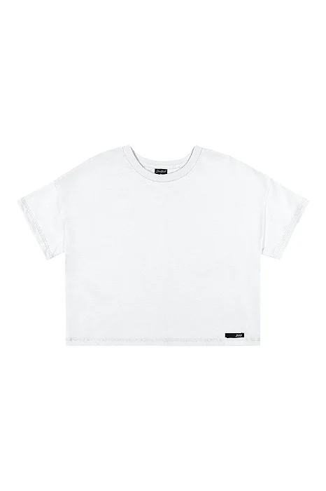 Camiseta Juvenil Feminina Básica Branca Oversized Elian Beats