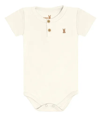 Body Manga Curta Offwhite com Botões Kiko Baby