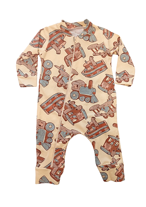 Macacão Manga Longa para Bebê Menino Estampa Brinquedos de Madeira Elian