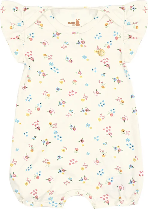 Macacão Curto para Bebê Menina Estampa florida Kiko Baby
