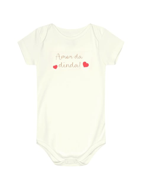 Body Manga Curta para Bebê Revelação para a Dinda Kiko Baby