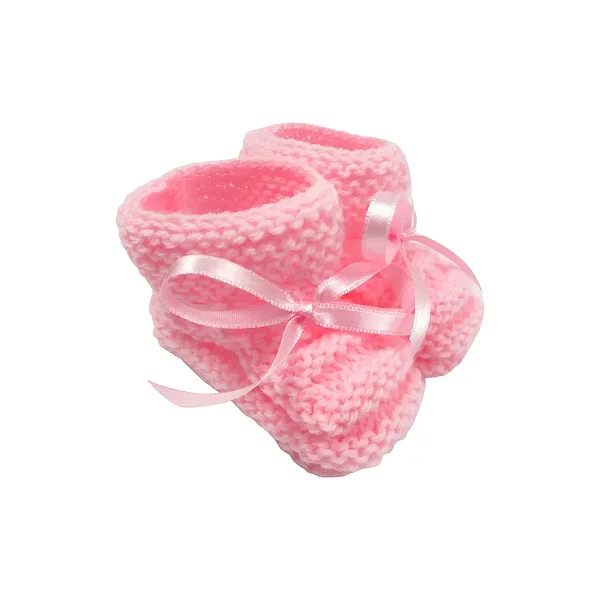 Sapatinho de Tricô para Bebê Rosa