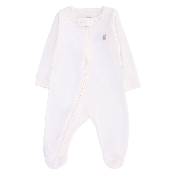 Macacão Longo com Zíper Marfim para Bebê Kiko Baby