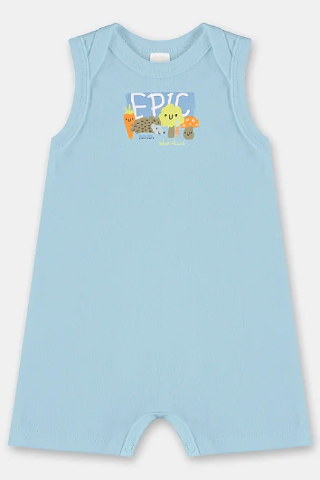 Macaquinho sem Manga para Bebê Menino em Suedine Azul Claro Up Baby