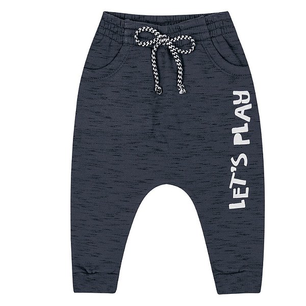 Calça de Moletom para Bebê Cinza Mescla Grafite Kiko e Kika