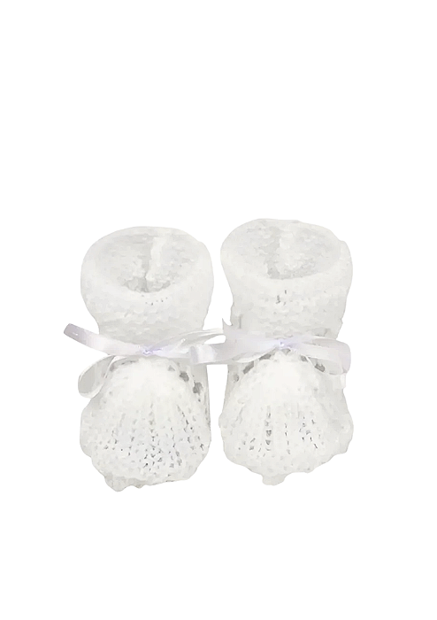 Sapatinho de Tricô para Bebê Branco