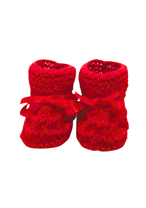 Sapatinho de Tricô para Bebê Vermelho