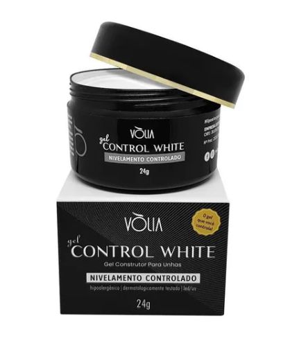 Gel Vòlia Control White para alongamentos em unhas - francesa reversa - frasco 24g