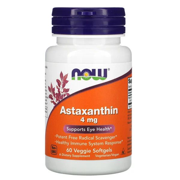 Astaxantina NOW FOODS 4mg 60 Cápsulas Softgel Vegetais