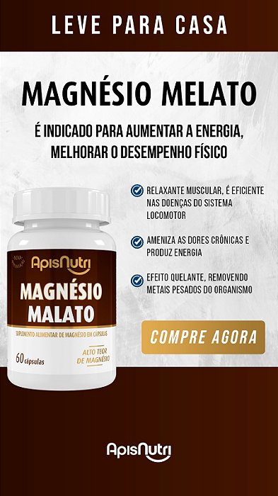 Magnésio Malato 650mg 120 Cápsulas - ApisNutri