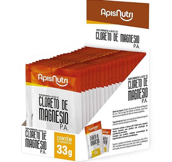 Cloreto de Magnésio Sache P.A. Display com 15 sachês de 33g - ApisNutri
