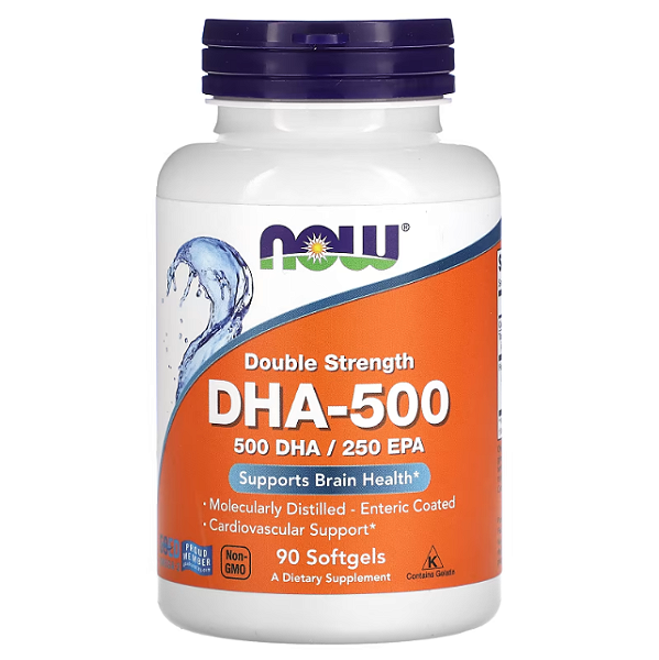 DHA - 500mg, NOW FOODS, 90 Cápsulas em gel