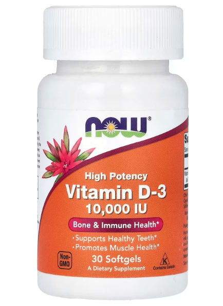 Vitamina D3 10.000 UI 30 Softgels Now Foods