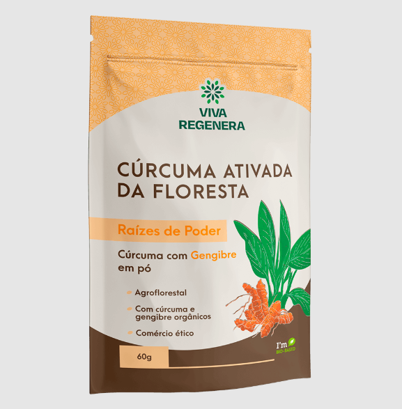 Cúrcuma Ativada da Floresta com Gengibre - Raízes de Poder Viva Regenera 60g