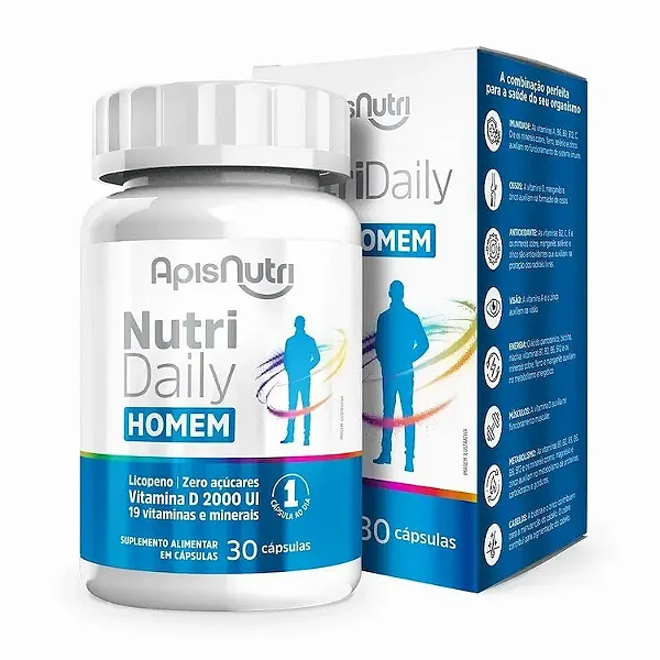 NutriDaily Polivitamínico Homem 500mg 30 Cápsulas Apisnutri