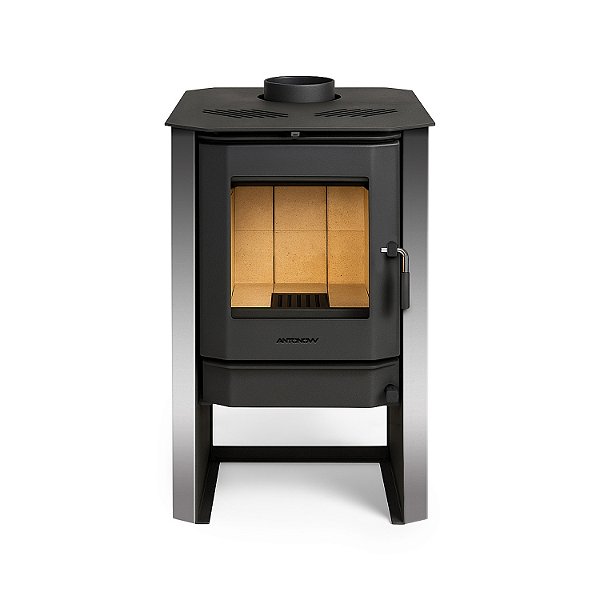 Calefator a Lenha / Kopenhagen / Preto com Inox Escovado / 90 m²