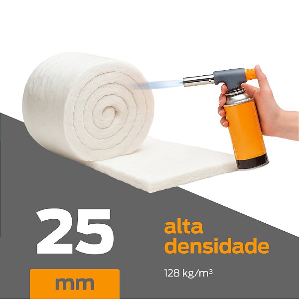 Manta Fibra-Cerâmica / Isolamento Térmico / Alta Densidade / 1 m / 25 mm