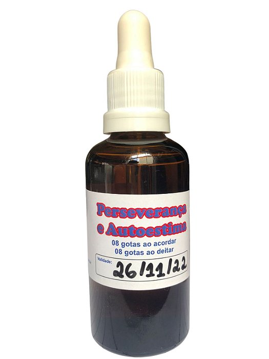 Floral de Perseverança e Autoestima (Vidros de 60ml) vidro âmbar quantidade pra usar 2 meses