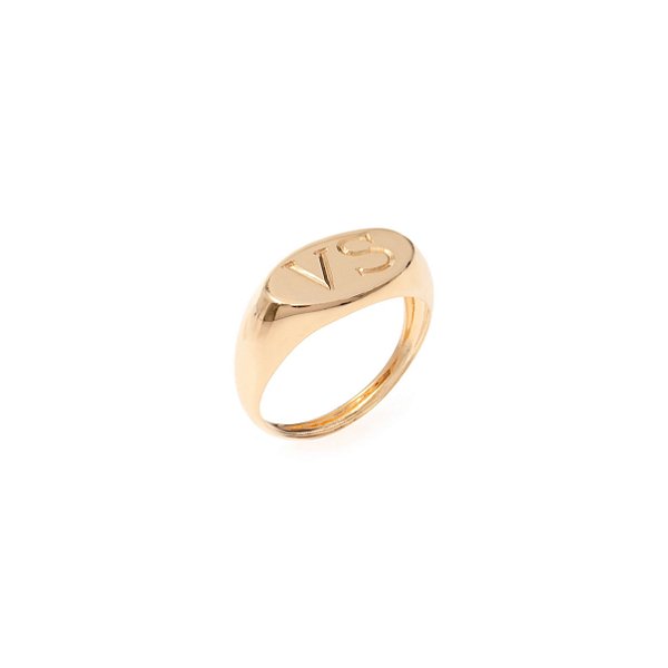 Anel de Dedinho com Inicial Personalizada Pinky Ring em Ouro 18K