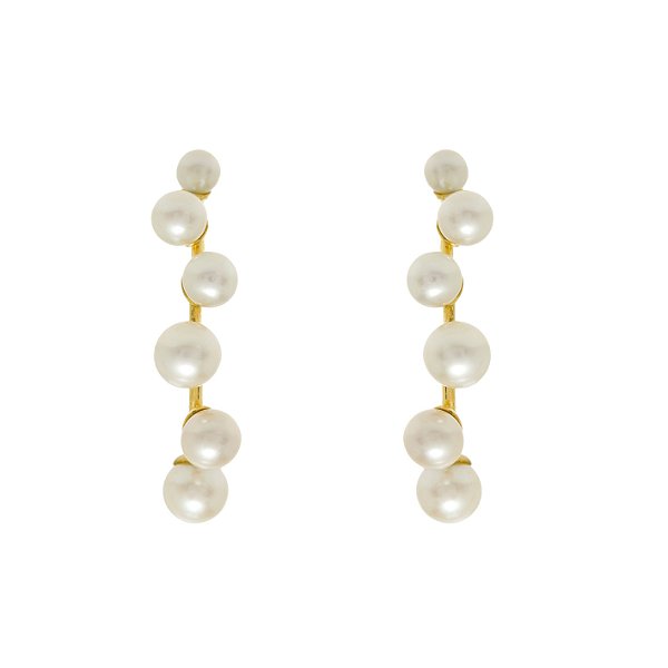 Brinco Contorno Margot em Ouro 18K e Pérolas Brancas