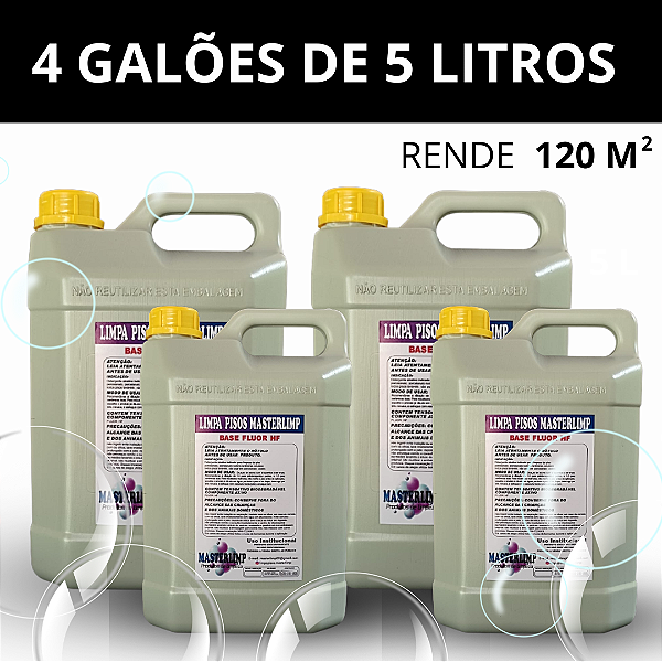 KIT COM 4 GALÕES LIMPA PISOS MASTERLIMP