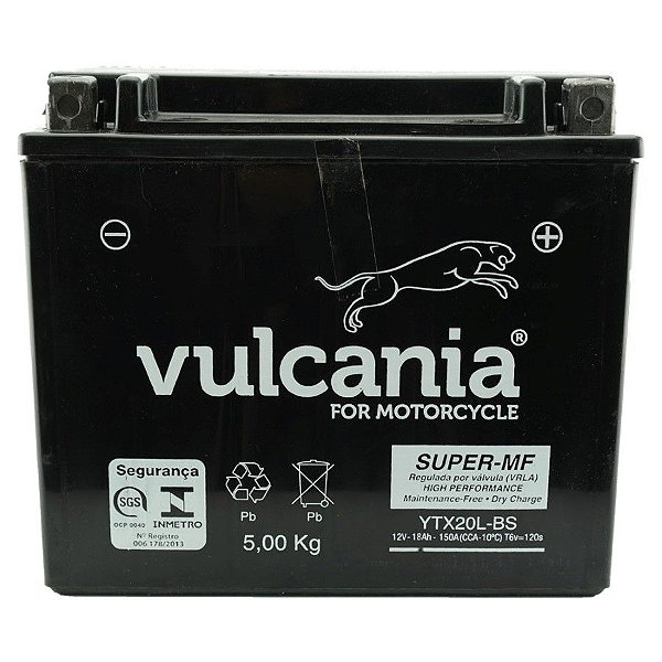 Bateria Vulcania YTX20L-BS 18Ah Dyna Fat Boy Bob Sportster