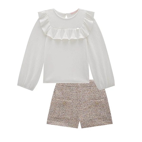 Conjunto Infantil Kukiê Tweed 79624 - NUDE