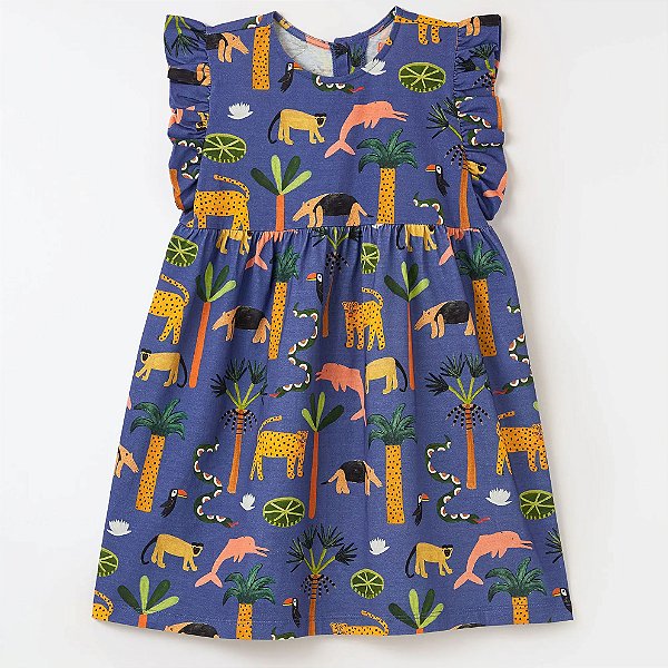Vestido Infantil Fábula Malha Amazonicos 518215 - ESTAMP/AZUL