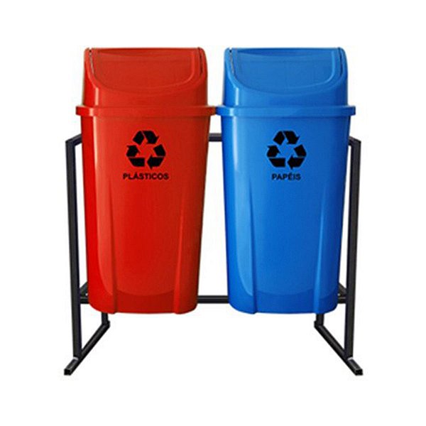 2 LIXEIRAS PARA COLETA SELETIVA 60 LITROS – KIT COM 2 LIXEIRAS