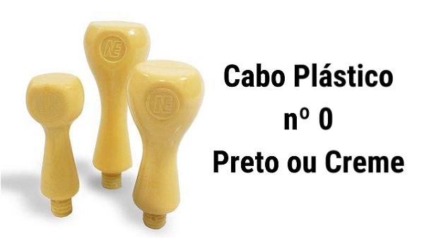 CABO PLÁSTICO 0 UNITÁRIO PRETO / CREME  - Kit com 10 unidades