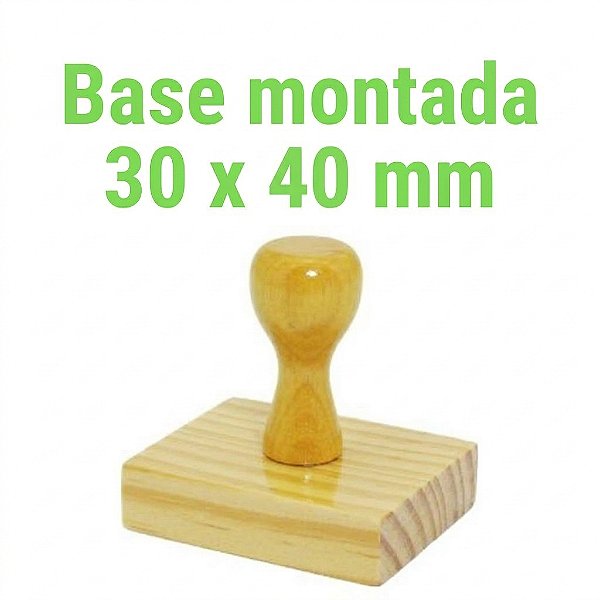 CARIMBO DE MADEIRA 30 X 40 MM MONTADO COM CABO (SEM PERSONALIZAÇÃO) - Kit com 10 unidades