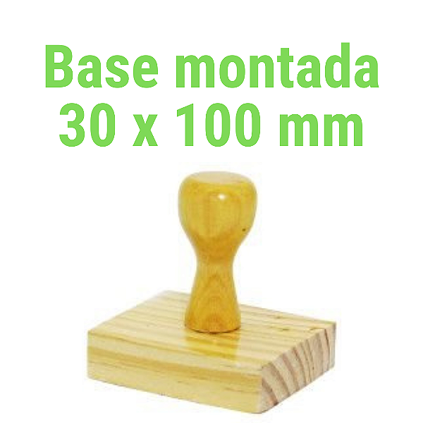 CARIMBO DE MADEIRA 30 X 100 MM MONTADO COM CABO (SEM PERSONALIZAÇÃO) - Kit com 10 unidades