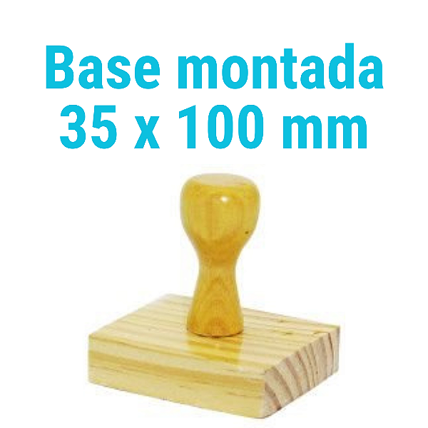 CARIMBO DE MADEIRA 35 X 100 MM MONTADO COM CABO  (SEM PERSONALIZAÇÃO) - Kit com 10 unidades