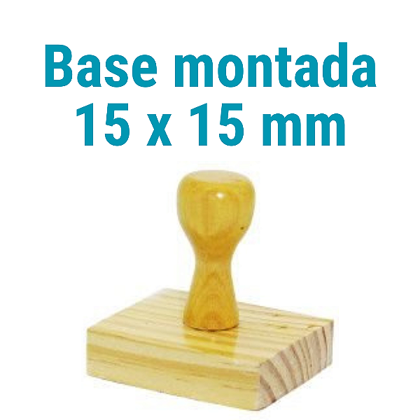 CARIMBO DE MADEIRA 15 X 15 MM MONTADO COM CABO (SEM PERSONALIZAÇÃO) - Kit com 10 unidades