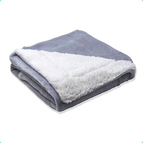 Cobertor para Berço Sherpa Hiper Macio 400g Cinza Happy Day