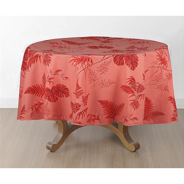 Toalha De Mesa Redonda Panamá Tropical Coral 1,80m Naturalle Fashion Sultan