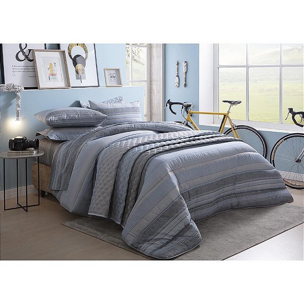 Jogo de Cama Casal Duplo 4 Peças 250x220cm Breno 140 Fios Realce Premium Sultan
