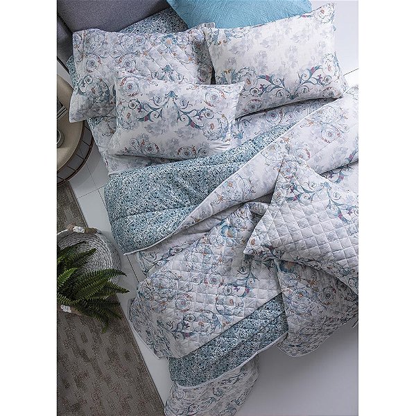 Jogo de Cama Casal Duplo 4 Peças 250x220cm Aurea 140 Fios Realce Premium Sultan