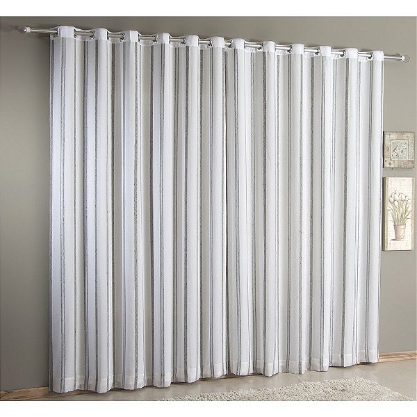 Cortina Dupla Grécia Linho com Forro Preta 300x250cm Naturalle Fashion Sultan